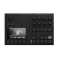 Top view of a black Torso Electronics S4 sampler with multiple buttons, knobs, and a display screen showing graphics and text.