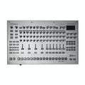 Front top view of a silver Roland TR-1000 drum machine with knobs, sliders, buttons, and a small display screen.