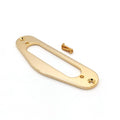 Gold-colored metal pickup ring with an included gold screw on a white background.
