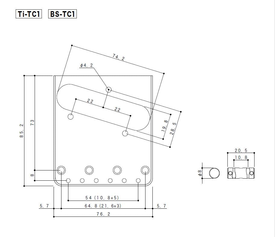 Gotoh TI-TC1 Vintage Style In-Tune Guitar Bridge With Titanium Saddles