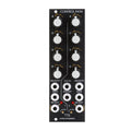 Black eurorack module with eight rotary knobs and twelve 3.5mm audio jacks labeled with control and signal names.