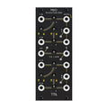 Black eurorack module with eight jacks, five knobs, and labels for mixing and offset functions.