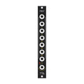 Black panel eurorack module with seven 6.35mm jack sockets and one toggle switch with red tip