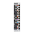 Front view of a Tubbutec module with multiple labeled buttons and audio input/output jacks.