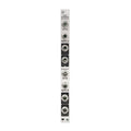 Silver eurorack module with labeled CV and Gate 3.5mm jacks and a small button.