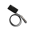 Black rectangular sensor with attached black cable and silver threaded connector.