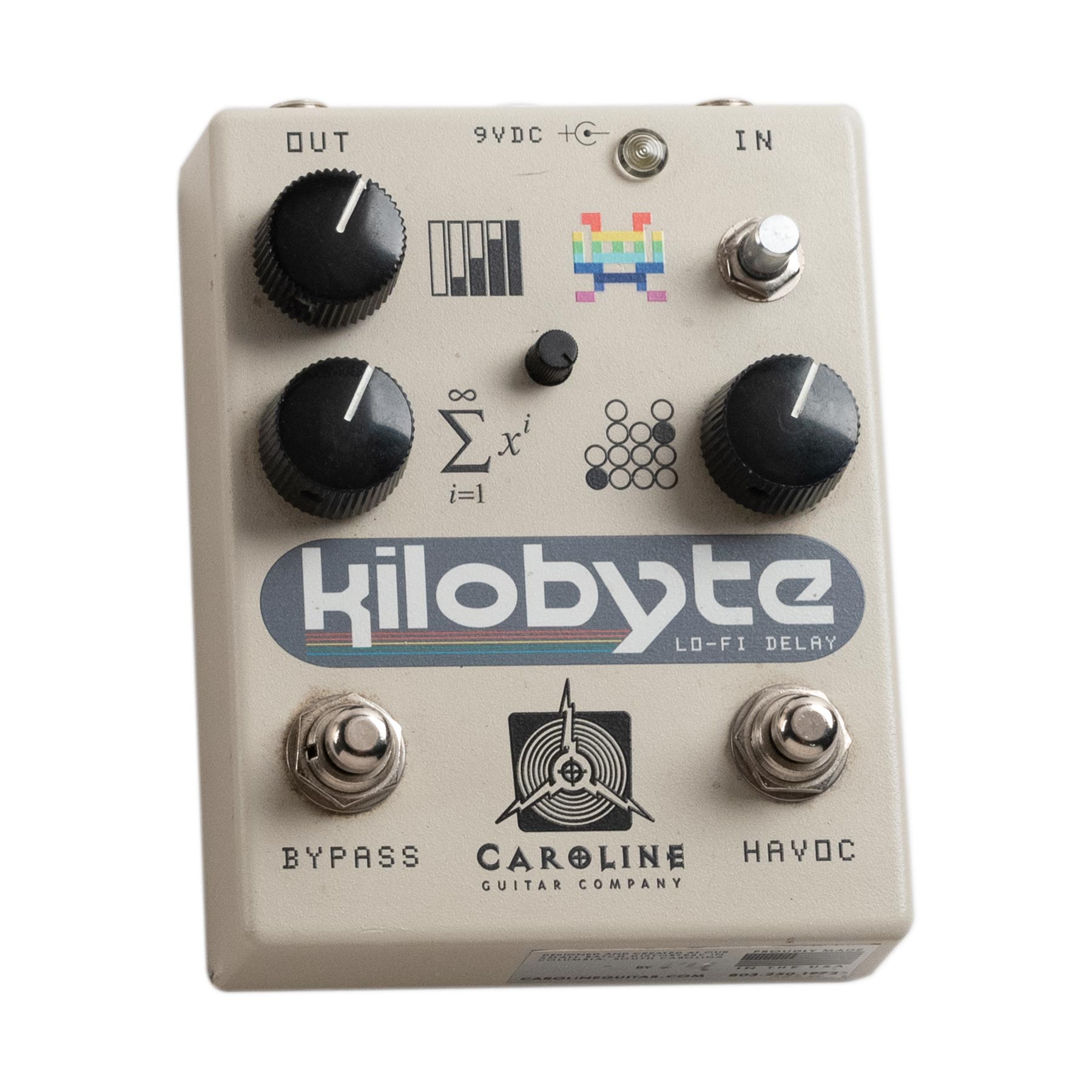 Beige guitar effects pedal labeled Kilobyte Lo-Fi Delay with knobs, footswitches, and input/output jacks.