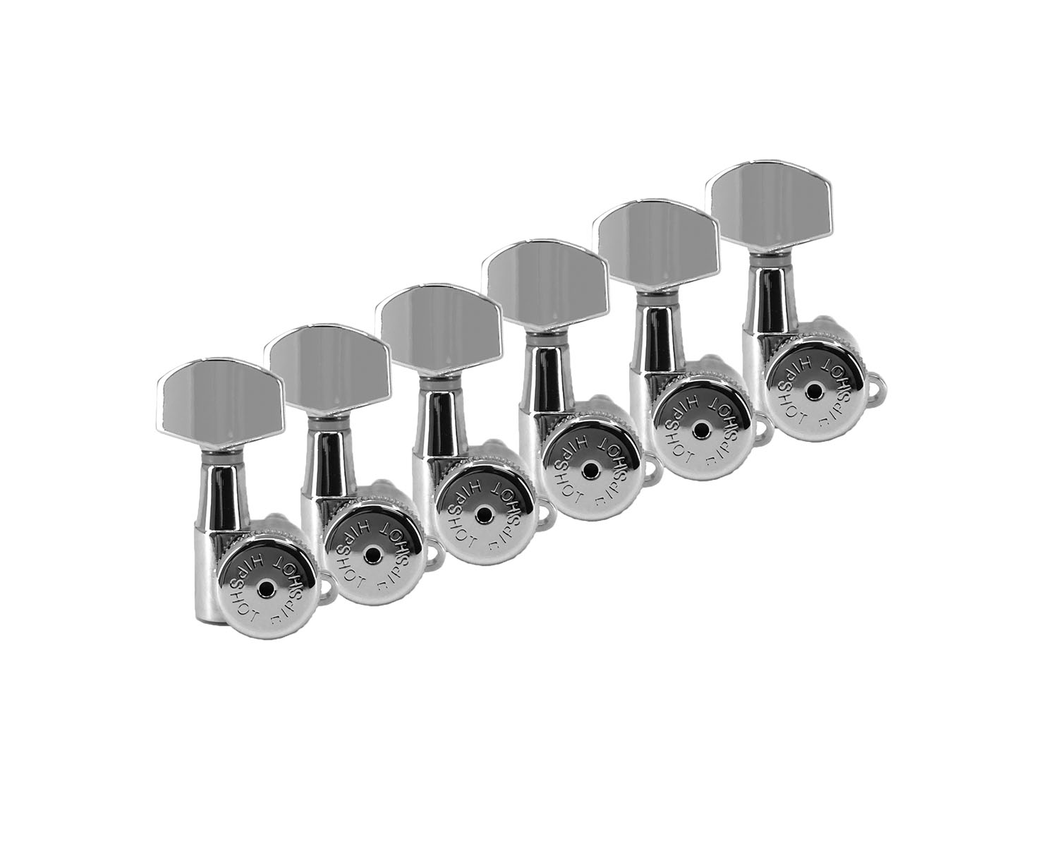 Hipshot 6K1VEL0C-STAG Chrome Staggered Vintage Grip-Lock Right Handed Guitar Machine Heads Set of 6 Inline