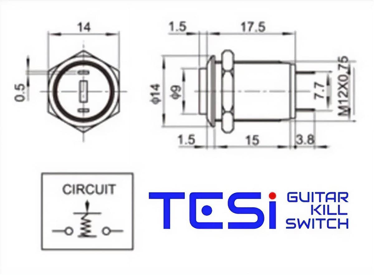 Tesi Switch IDO 12MM Metal Push Button Guitar Kill Switch