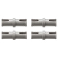 Four identical gray plastic pegs with a center ring and cutout slots, arranged in a 2x2 grid.