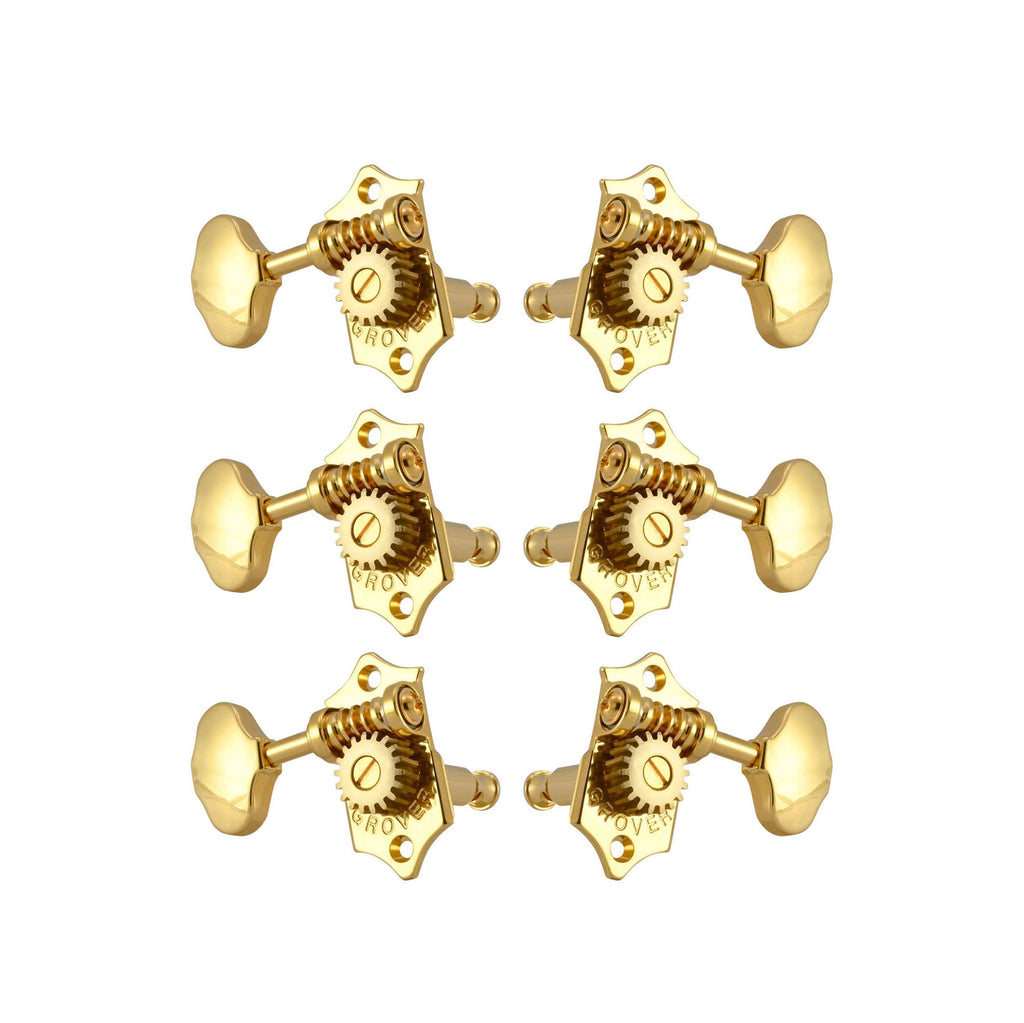 Grover V97-18GA Gold Sta-Tite Slotted Head Machine Heads 3+3
