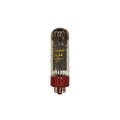 Clear glass vacuum tube with red base and metal pins, marked EL34 and Marshall logo.