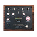 Vongon Rosetones pedal with multiple knobs, jacks, LEDs, and a footswitch in a wood and black panel design.
