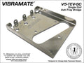 Chrome metal ashtray bridge for a guitar with cutouts and mounting tabs.