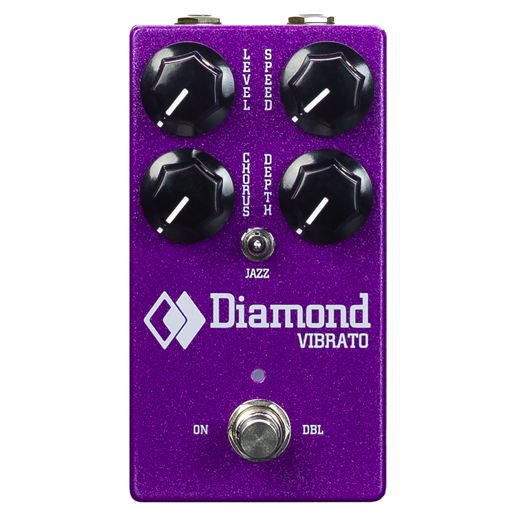 Purple guitar effects pedal with four knobs, a toggle switch, a footswitch, and Diamond logo text.