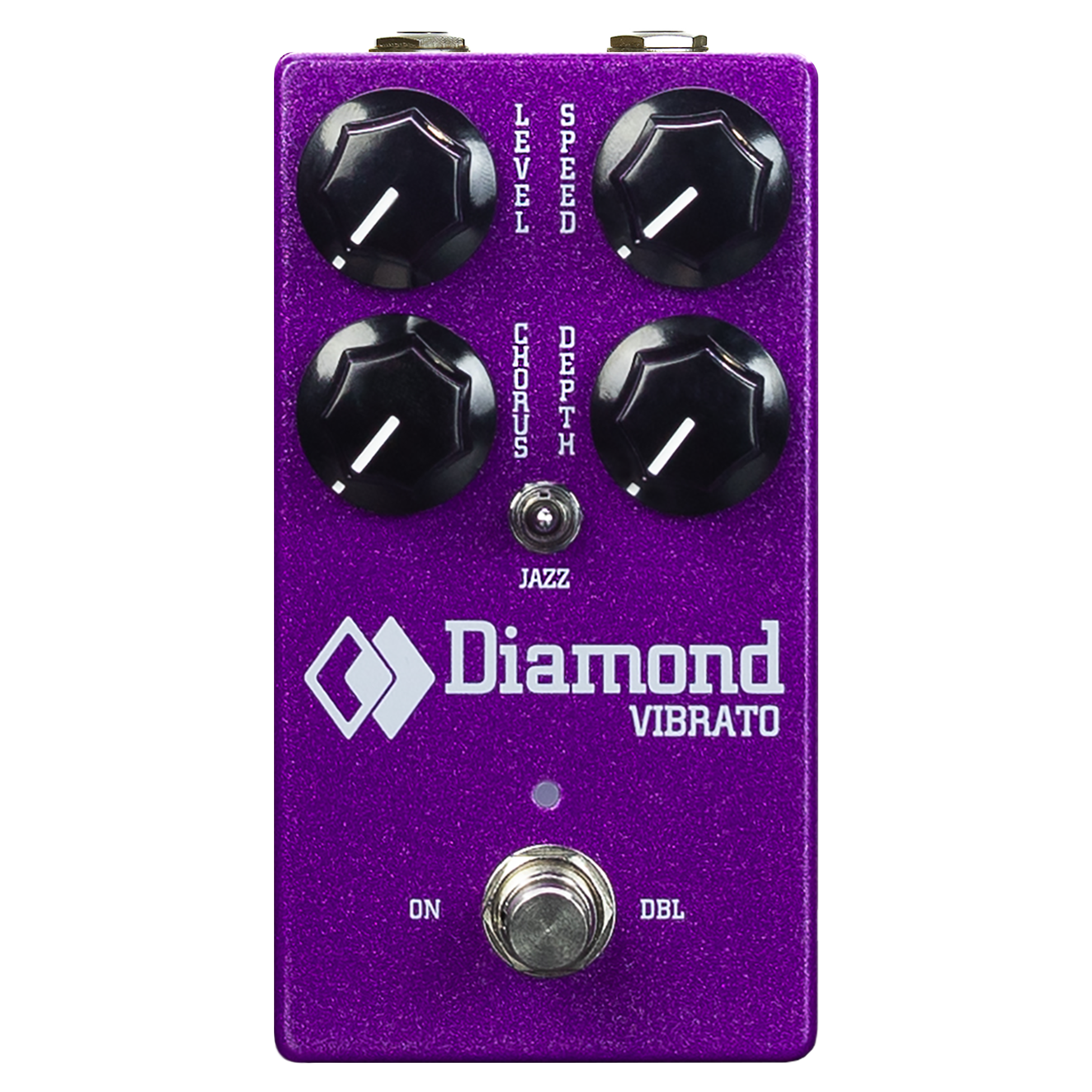 Purple guitar effects pedal with four knobs, a toggle switch, a footswitch, and Diamond logo text.