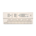 Beige Vongon Replay synthesizer with keyboard, vertical sliders, and rotary knobs on top panel