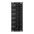 Black Eurorack module with multiple knobs, sliders, and 3.5mm jacks labeled Asset by Vostok.