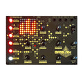 Front panel view of a black Wirehead Instruments Basilisk eurorack module with knobs, buttons, jacks, and LED display.