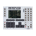 Silver eurorack module labeled NERDSEQ with multiple jacks, buttons, and a small display screen.