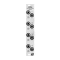 Vertical eurorack module panel with eight jack output sockets labeled for four stereo channels.