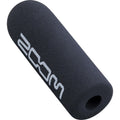 Black cylindrical foam windscreen with white zoom logo printed on the side.