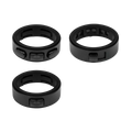 Three black circular rings with multiple buttons arranged in a triangular formation.