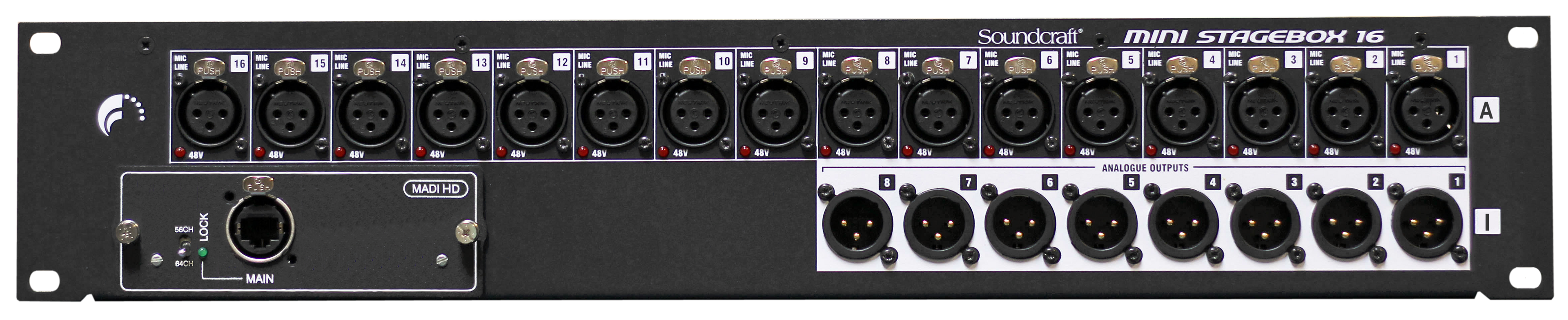 Mini Stagebox 16 (2U) with Cat5/MADI