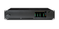 Black rackmount audio device with Prism Sound logo and touchscreen displaying audio levels and controls.