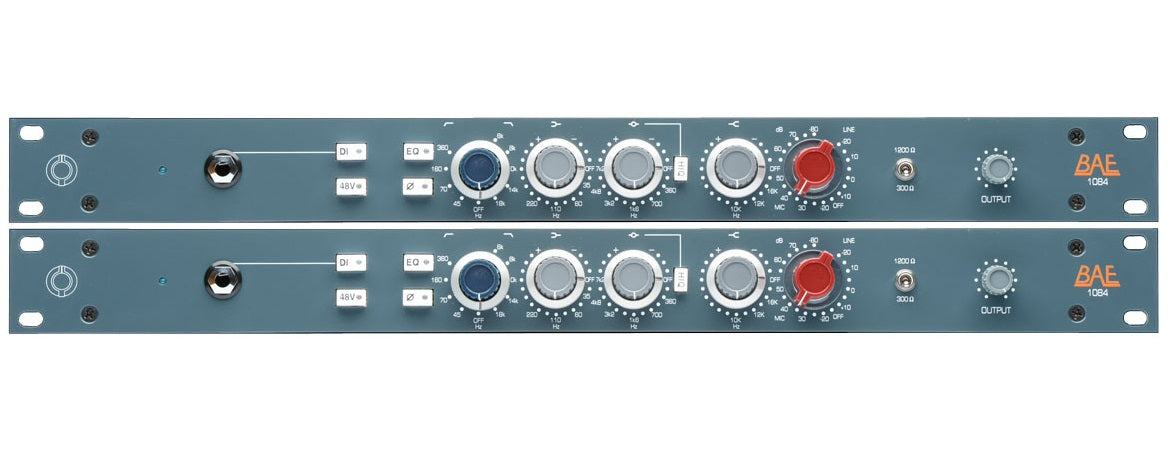1084 Rack Pair - Single Channel Mic Pre with EQ & Power Supply