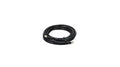 Coiled black cable with circular coaxial connectors on both ends