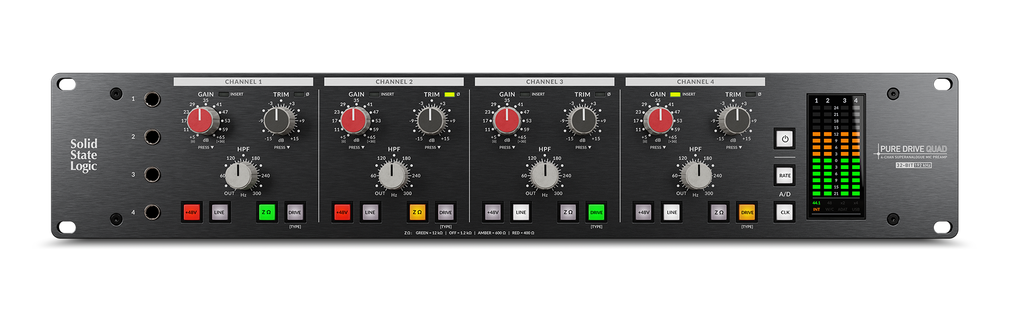 PureDrive Quad 4-Channel Mic/Line/Instrument Preamplifier