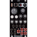 Black modular synthesizer module with knobs, buttons, patch joystick, and multiple 3.5mm and red jacks labeled with CV, gate, and input/output.