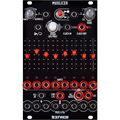 Black Befaco Muxlicer module with knobs, eight sliders, and multiple 3.5mm jack connectors on front panel.