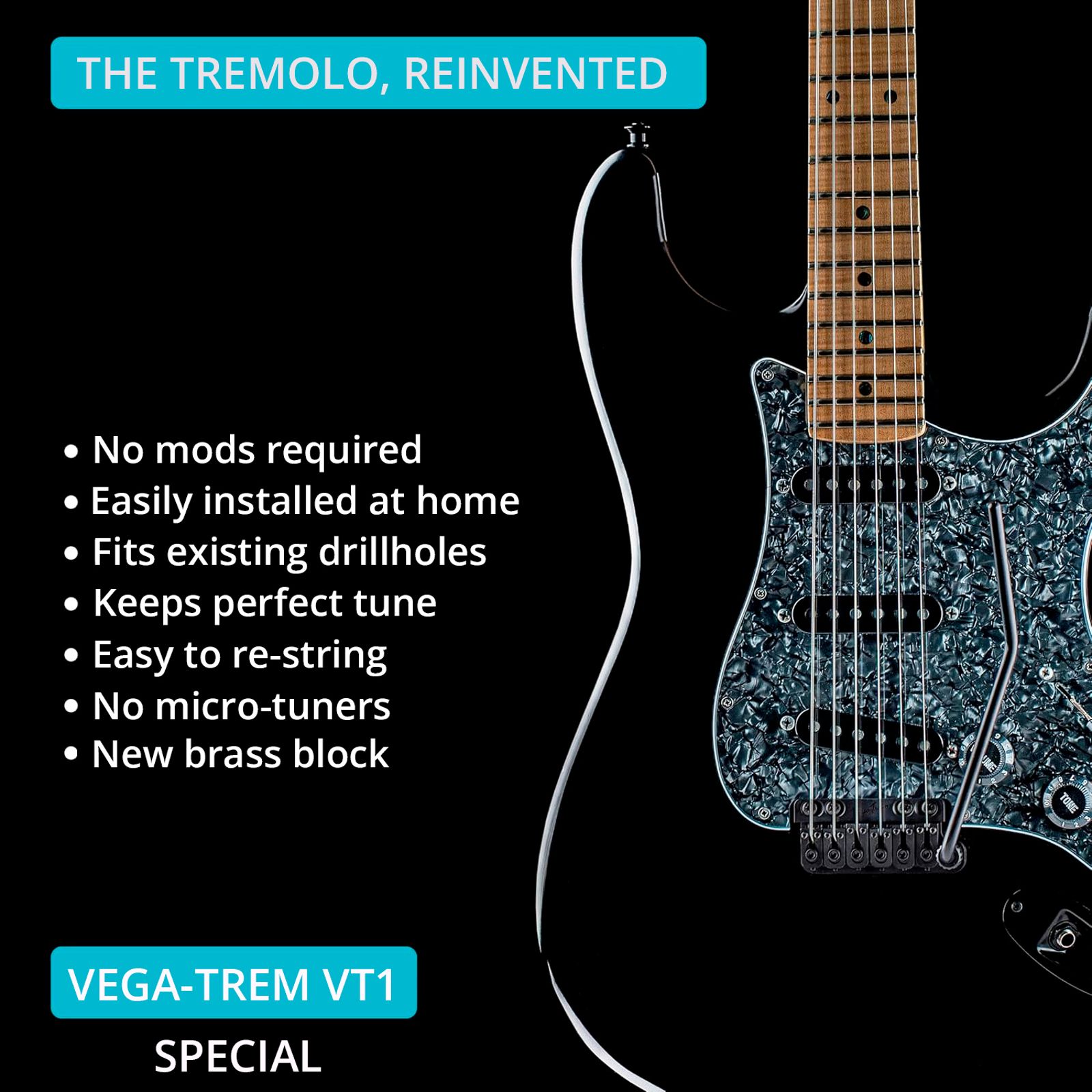 Vega Trem VT1 Special Standard 6 Point System for Strat – Black