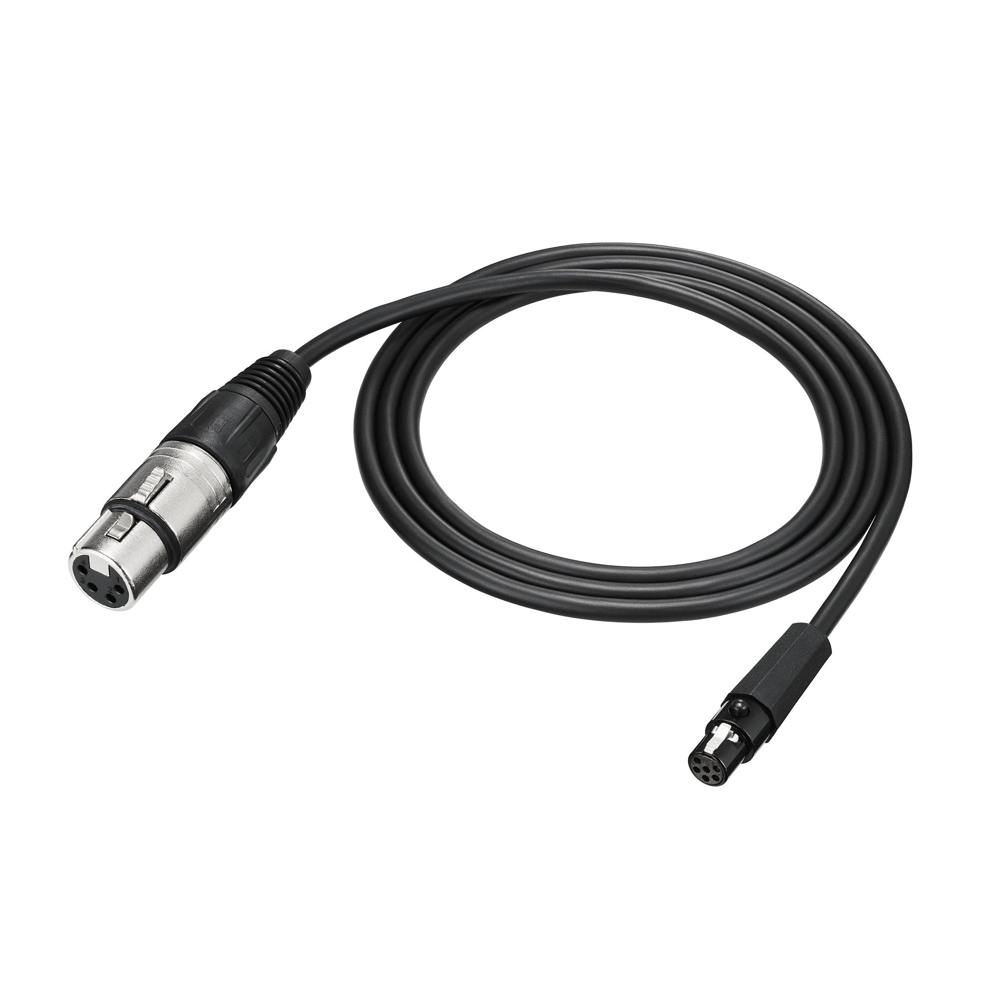 Black cable with a female XLR connector on one end and a 5-pin male mini-DIN connector on the other end.