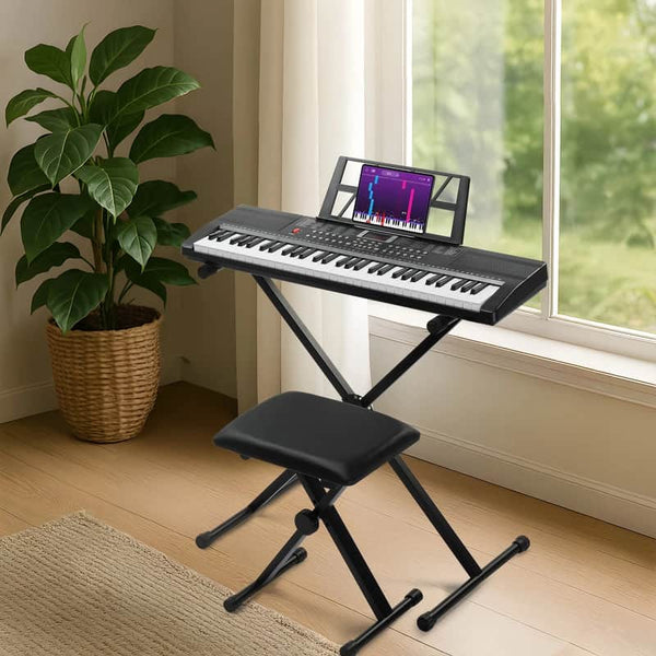 61 Key Lighting Keyboard with Piano Stand, Piano Bench As a Gift