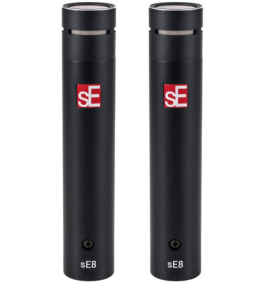 Matched Pair of SE8 Condenser Mics w/ Mounting Bar, Mic Clips, and Case