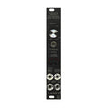 Black Eurorack module with rotary knob, toggle switch, LEDs, and four 1/4 inch audio jacks labeled input and output.