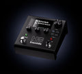 Black Eventide H9 Harmonizer pedal with display screen, knobs, and footswitches showing EchoVerb effect settings.