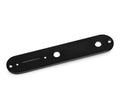 Black metal control plate with multiple holes and slot for mounting or components.