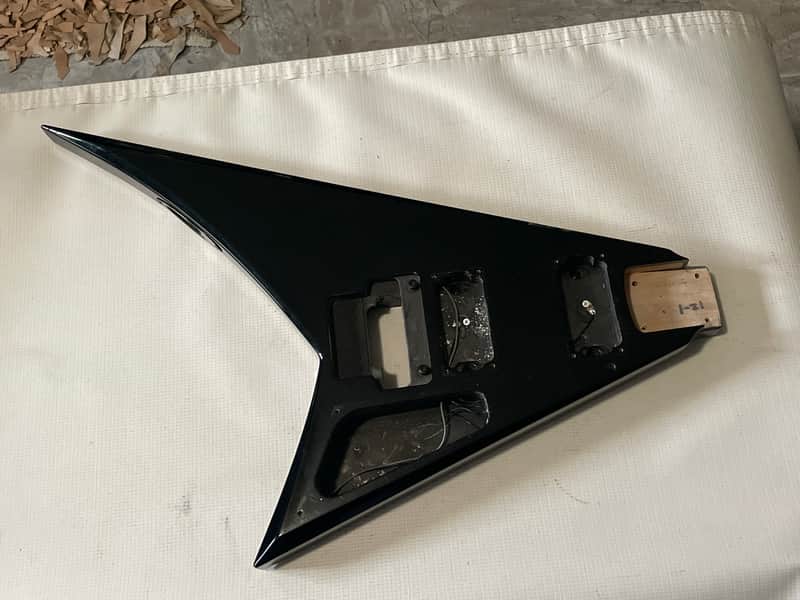 2000's MIJ Jackson RR3 RR Rhoads V Black Guitar Body Floyd Tremolo Ready