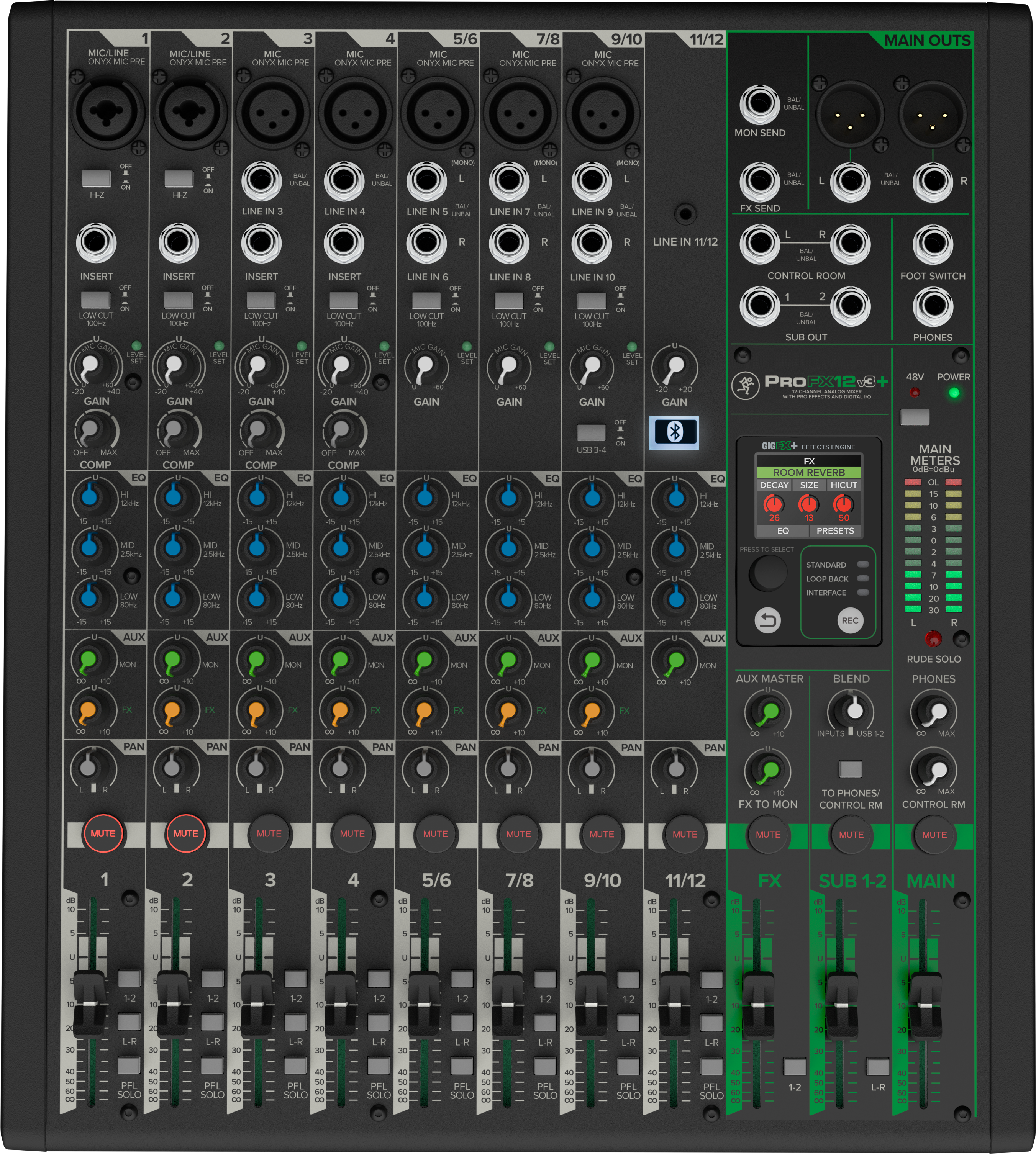 ProFX12v3+ 12-Channel Professional Effects Mixer with Bluetooth