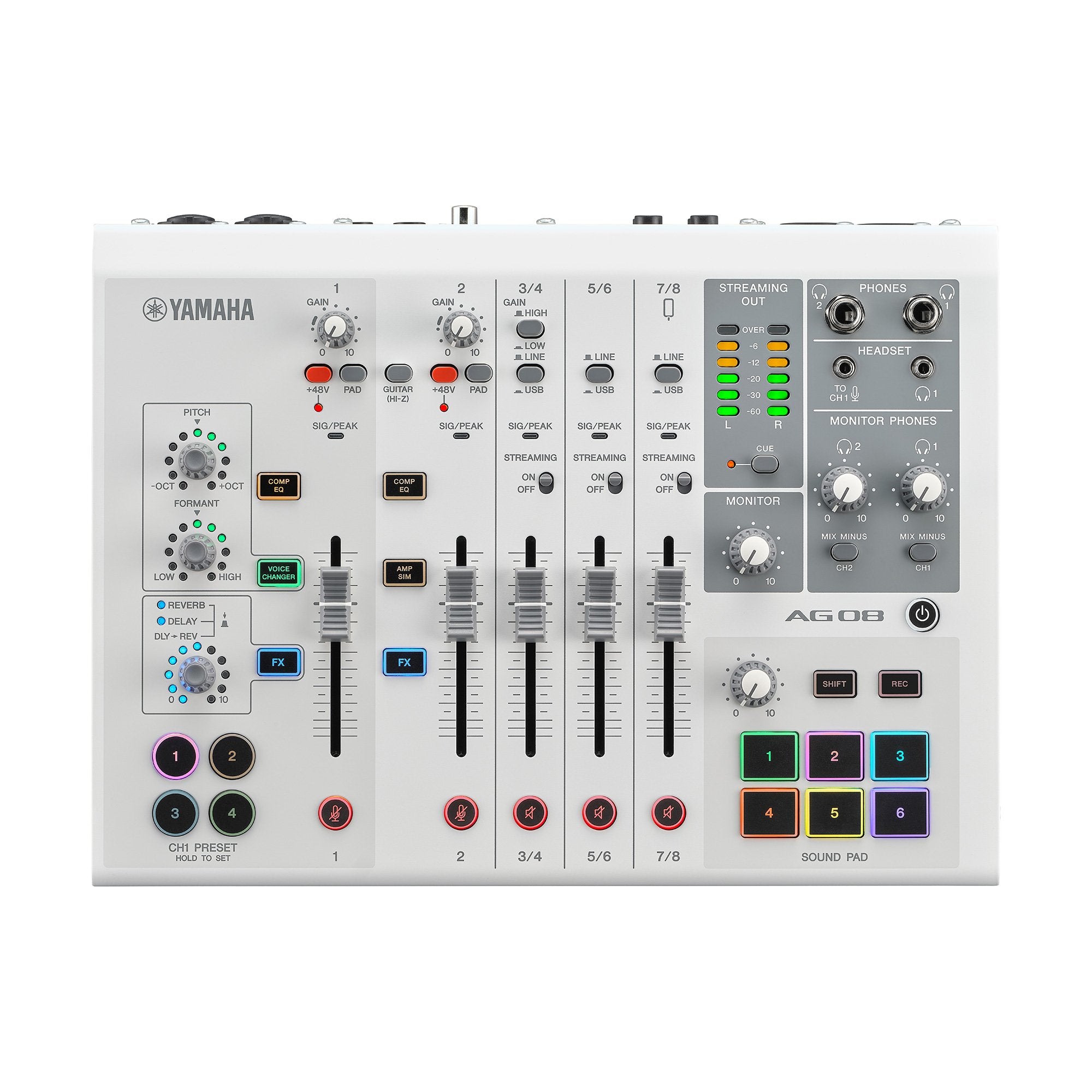 AG08 Live Streaming Mixer - White