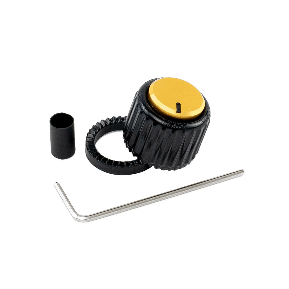 D’Addario Universal Loknob – Large Black & Gold Plastic Knob