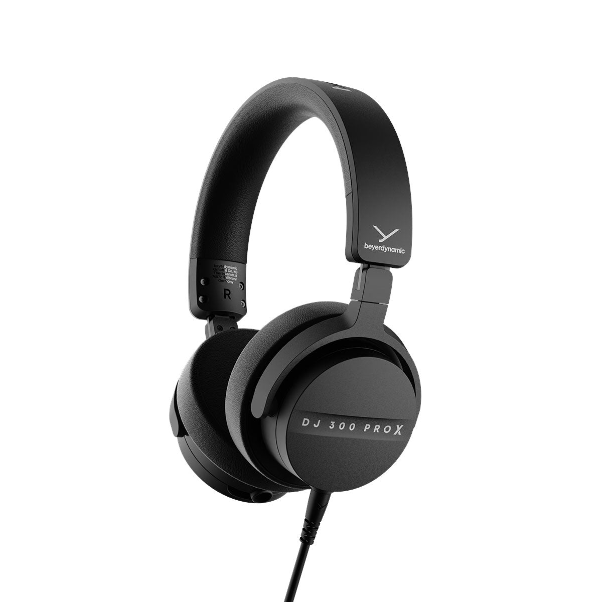 Black over-ear wired headphones with DJ 300 PRO X text on ear cup and beyerdynamic logo on headband.