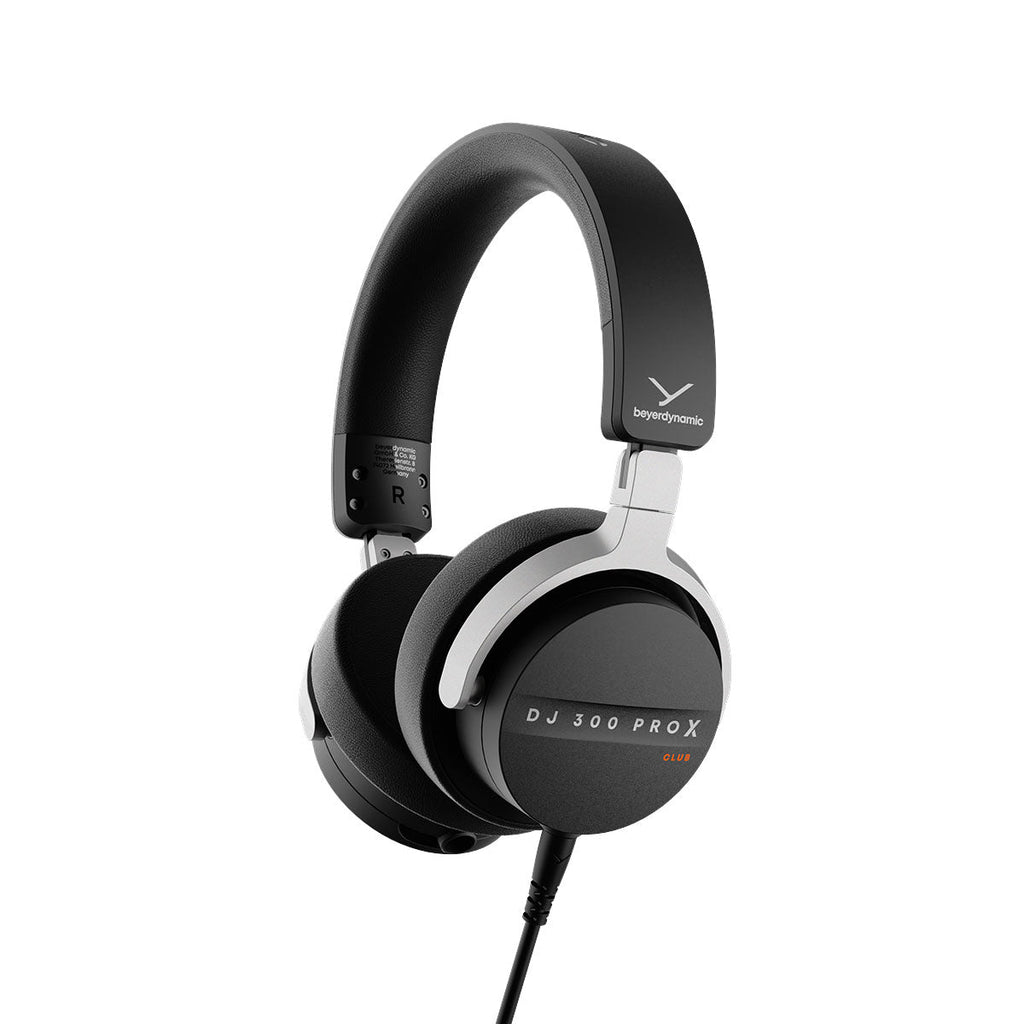 Black and silver over-ear headphones with padded headband and attached audio cable.