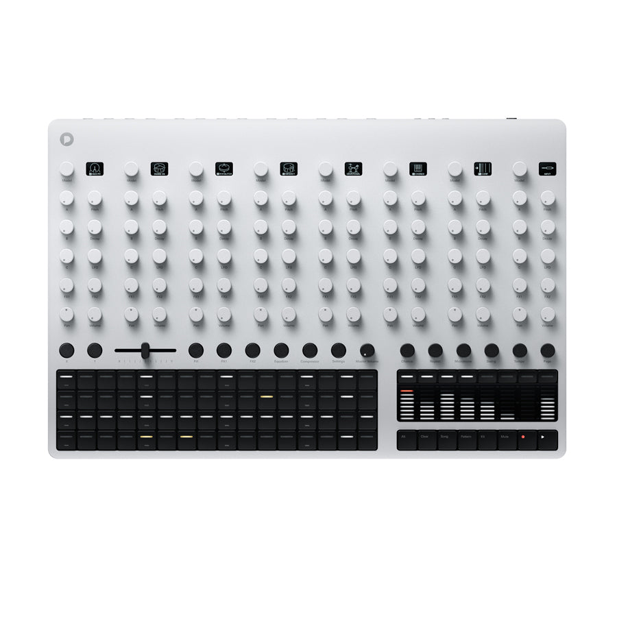 Erica Synths Bullfrog Drums desktop sampling drum machine, aluminum enclosure with knobs, seven sample-based voices and X0X-style step sequencer controls