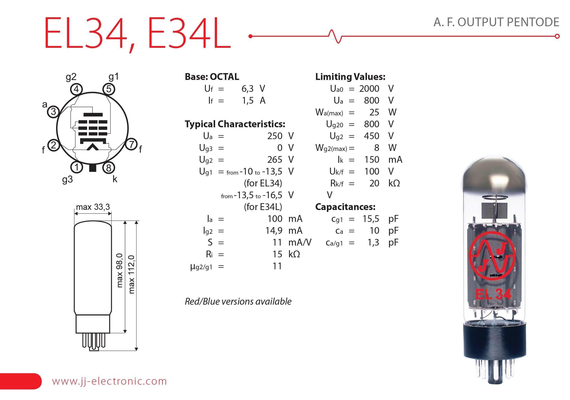 JJ Electronic E34L Poweramp Vacuum Tube – Apex Matched Pair