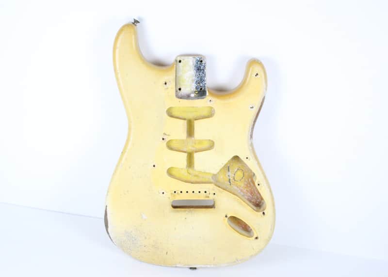 RARE 1963 Vintage Fender Stratocaster BODY 4-Bolt Refinished White/Blonde (Original Sunburst Finish) Strat USA 1960s L-Series Pre-CBS